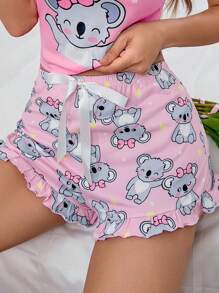 Cute Summer Koala Print Women Sleep Bottom Shorts - Multicolor - View 3
