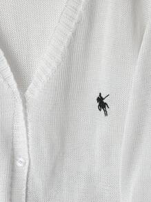 SHEIN Clasi Cárdigan blanco casual de manga larga con botones para mujer de talla grande