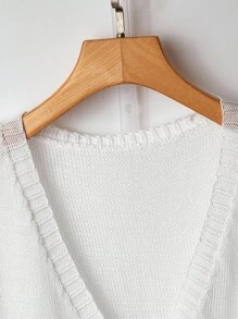 SHEIN Clasi Cárdigan blanco casual de manga larga con botones para mujer de talla grande