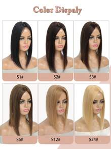 女士假发 真人发 14 英寸假发 3 英寸 x 5 英寸 皮肤头皮假发 适合头发稀疏的女性 升级版优质真人发