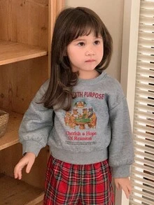DAZY Toddler Girls' Cartoon Print Crew Neck Long Sleeve Sweatshirt, Spring/Autumn - Grey - View 6