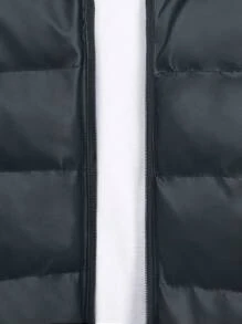 RueChic 男士简约纯色拉链口袋休闲夹克，适合日常冬季穿着