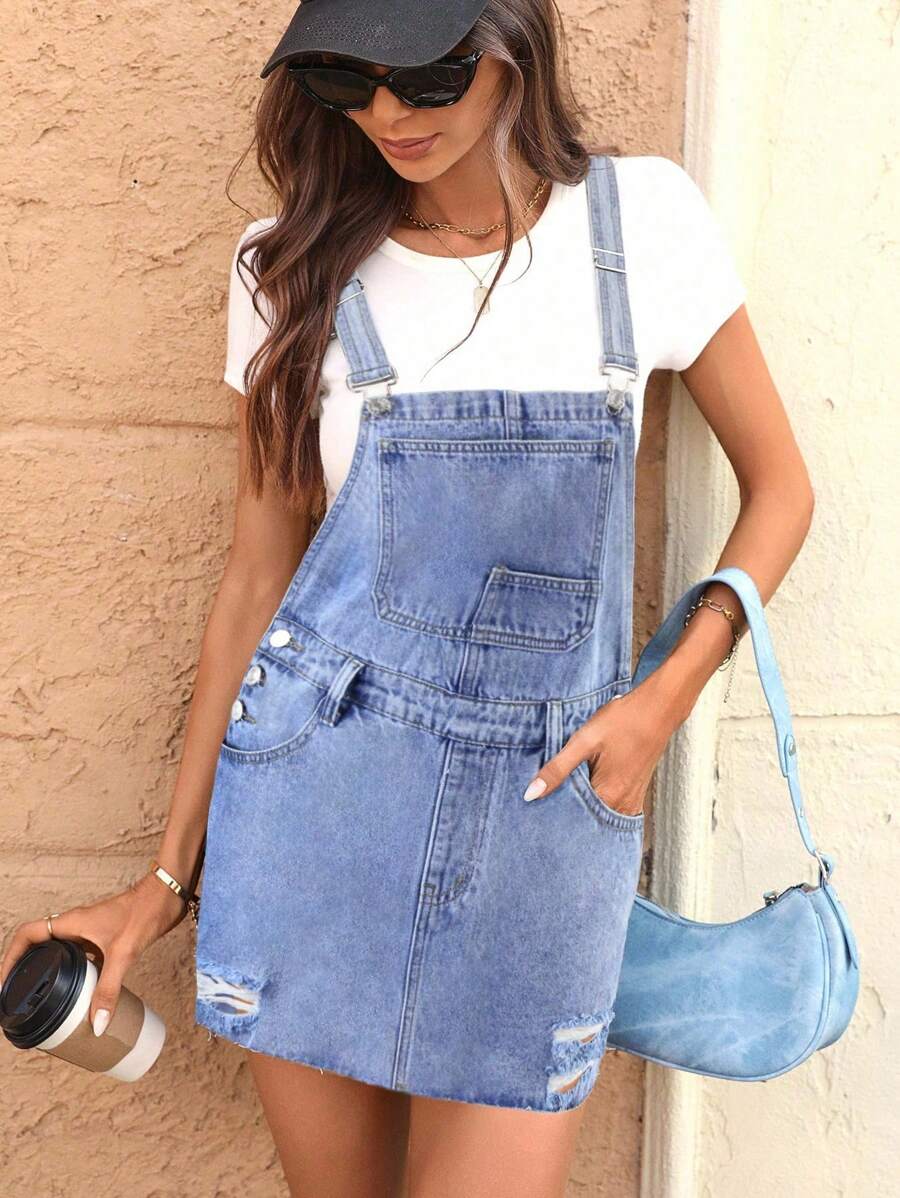 EMERY ROSE 时尚休闲豹纹迷彩印花女式牛仔连衣裤