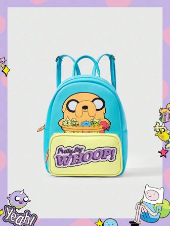Adventure Time X ROMWE Women Cute Cartoon And Letter Graphic Colorblock Fashion Backpack, Back To School
