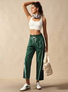 VARSIVA 女式抽绳腰侧条纹印花运动裤