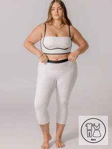 Aralina Leisurewear Curve 细肩带束身衣短款上衣和高腰七分紧身裤健身套装 女款 - 白色 - 查看 6
