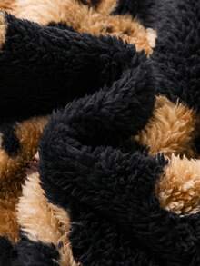 SHEIN Young Girl Winter Furry Bear Print Hooded Dress Girls Bear Dress Girls Teddy Bear Dress Girls Winter Dress Girls Fleece Dress Teddy Bear Fleece Dress Fall