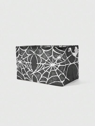 Goth 1 pieza Caja de almacenamiento de tela con patrón de araña, ropa y juguete