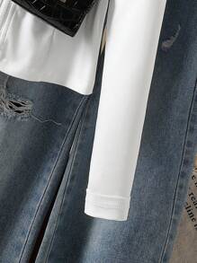 Tween Girl Bow Print Long Sleeve Zip Front Hooded Jacket Fall Winter - White - View 5