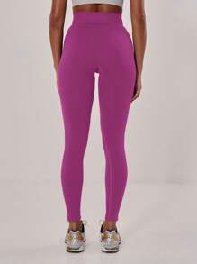 Musera Sport Quần legging thể thao năng động, cạp cao, không đường may, có gân, thích hợp cho Padel, Tennis, Pickleball, tập thể dục mùa đông. - Màu đỏ tím - Xem 4