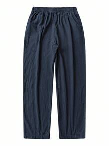 Rusticease 大码女式休闲纯色松紧腰斜口袋裤