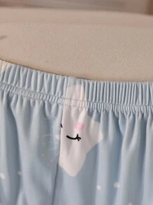 2pcs Girls Cute Star Pattern Long Sleeve Top And Pants Comfortable Pajama Set, Blue - Blue - View 3