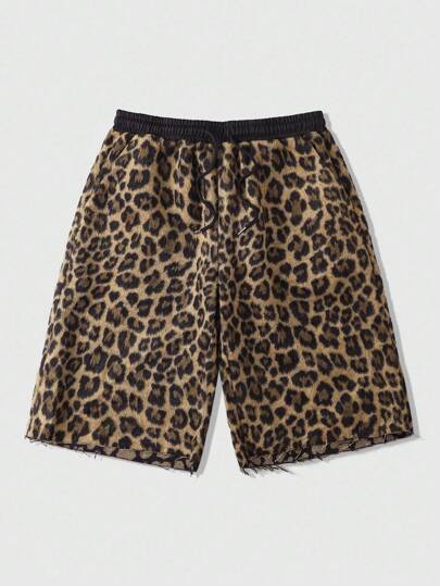 Street Life Men's Summer Casual Leopard Jacquard Shorts, Knee Length