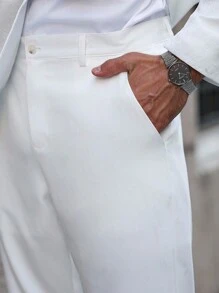 Calvornis Men's Solid Color Jacket And Pants Suit Set