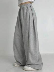 DAZY 女士休闲抽绳高腰宽松阔腿运动裤女式慢跑裤 - 灰色 - 查看 6