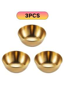 3/5/12 件不锈钢金色蘸酱托盘套装、寿司、炸鸡、番茄酱、烧烤酱碟、黄油碟、调味盘、牛排酱碗、莎莎酱碟、奶酪蘸酱碗、厨房配件（金色，3.2 英寸宽） - 金色 - 查看 20