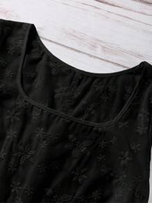 Linhara 大码女式时尚休闲网眼刺绣衬衫