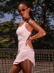 Athîral 运动荷叶边迷你网球裙运动健身健身房板式壁球匹克球