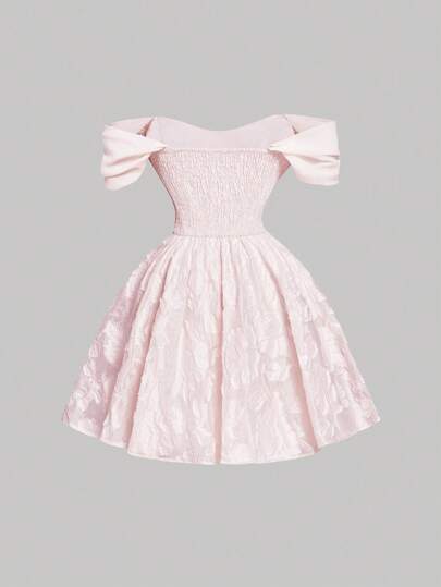 SHEIN MOD Đầm nữ cỡ lớn màu trơn xếp ly, viền bèo nhún, vạt bất đối xứng, đầm hai dây màu hồng nhạt, trang phục Valentine, trang phục mùa xuân cho nữ, trang phục dự tiệc độc thân, đầm hè, trang phục mùa xuân