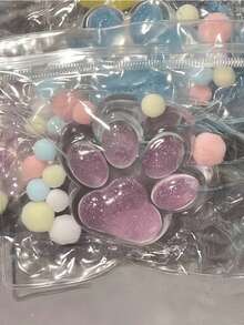 Zazumi 1 Stück transparente Katzen-Pfoten-Glitzer-rosa-blaue quetschbare Spielzeug mit langsamer Rückfederung, Stressabbau, Sensorik, Büro-Accessoire für Erwachsene, Zuhause, Karneval, Neujahrsgeschenk, Kawaii Dekoration, Home-Office Grundausstattung