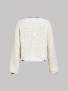 SHEIN MOD Plus Size Long Sleeve 3D Floral Faux Fur Jacket,Winter Clothes For Women,Women's Winter Jacke,Winter Clothes For Women,Christmas - Apricot - View 5