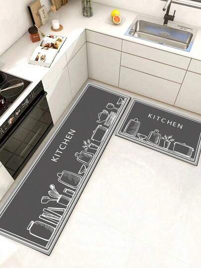 SHEIN 1 pezzo Tappetino da cucina in diatomite, tappeto antifatica imbottito con motivo semplice, tappetino assorbente ad asciugatura rapida e antiscivolo per cucina, bagno, ingresso, lavanderia