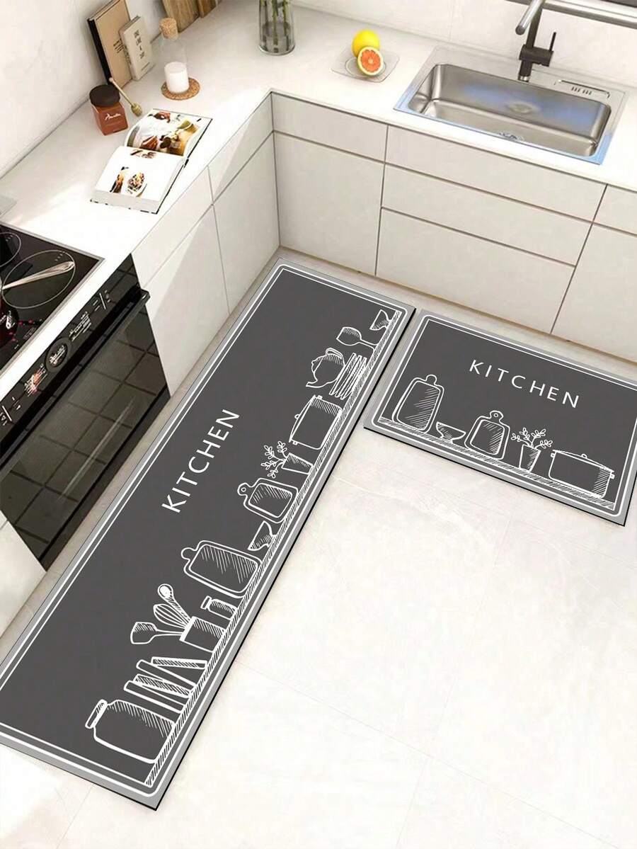 SHEIN 1 pezzo Tappetino da cucina in diatomite, tappeto antifatica imbottito con motivo semplice, tappetino assorbente ad asciugatura rapida e antiscivolo per cucina, bagno, ingresso, lavanderia