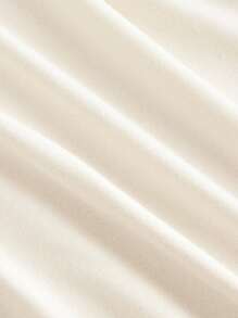 SHEIN MOD 女士休闲百搭圆领喇叭袖杏色 T 恤，女士秋冬装，返校装，乡村音乐会装，返校节装，商务休闲女装，女士工作装，波西米亚风，教师装，褶饰上衣，长袖上衣，垂褶领上衣，秋季上衣 - 杏色 - 查看 4