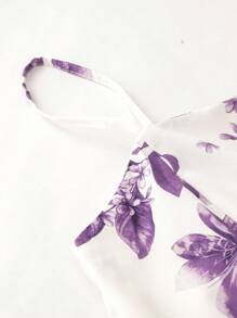 Irokai Floral Print Wrap Robe, Camisole Dress, Kimono - Purple - View 7