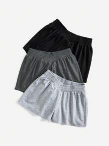 Comfortcana Set de 3 piezas con sudadera con capucha de escote en V y pantalones cortos para mujer - Multicolor - Ver 3