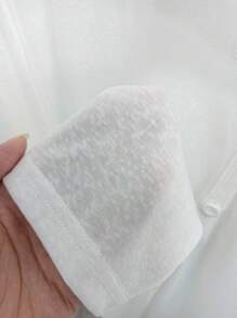 INAWLY Áo khoác dài tay thêu nút phía trước thời trang giản dị lãng mạn cho nữ - trắng - Xem 5