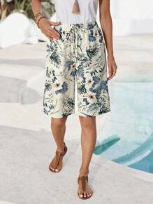 EMERY ROSE 女士休闲热带印花短裤