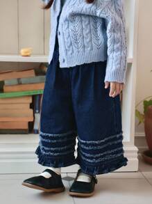 Dazy Kids Baby Mädchen Lässig Weite Beine Lose Gerade Bein Jeans, Kleinkind Herbstkleidung