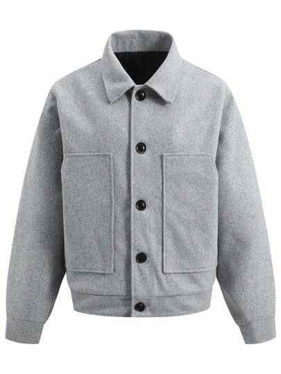 Manfinity Homme 大码男士纯色简约休闲长袖夹克，秋季