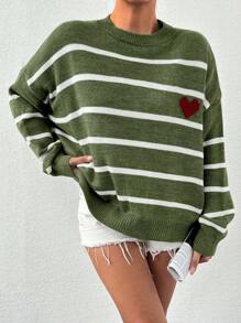 EURMUSE Suéter casual de talla grande con bloques de color y rayas, otoño/invierno - Multicolor - Ver 6