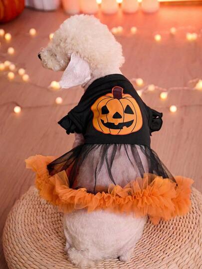 PETSIN Halloween Pumpa Mesh Tutu Kjol För Husdjur