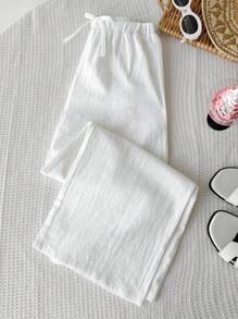 SHEIN Tween Girls' Casual Minimalist Comfortable Mid-Rise Straight Leg Pants Fall Winter - Apricot - View 6