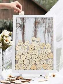 50/100/200 件未抛光木质心形空白木片，适用于 DIY，50 件/包 - 米色 - 查看 5