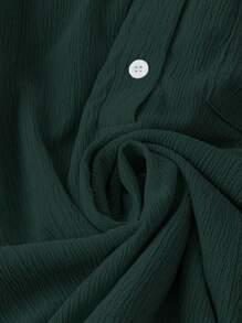 EMERY ROSE Blusa elegante de talla grande para mujer, de manga enrollada y cuello en V, de unicolor, para primavera y otoño - Verde Oscuro - Ver 6