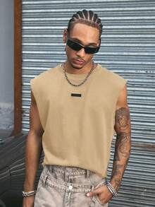 AXEPEAK Assorted Sizes Street Style Loose Fit Round Neck Front Graphic Print Men Tank Top