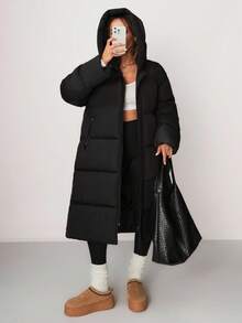 Matte Gray Quilted Long Padded Coat With Front Zipper Closure, Buttoned Flap Chest Pockets, Waist Tie Belt, And High Neck, Warm And Functional Winter Outerwear, Waterproof Fabric Long Puffer Coat Long Winter Coat For Women Womens Long Puffer Coat Long Hooded Puffer Coat Puffer Coat Women Long Coat Oversized Jacket Outerwear Women Long Jacket For Women