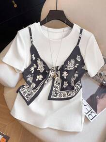 GlowEve Women's Ribbon Decor Sleeveless Blouse, Suitable For Beach Vacation