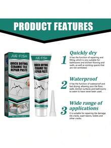 1 套瓷砖快干粘合剂、瓷砖修补膏、浴缸、大理石、家具、马桶裂缝修补（100 毫升）