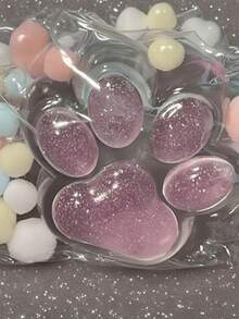 Zazumi 1 Stück transparente Katzen-Pfoten-Glitzer-rosa-blaue quetschbare Spielzeug mit langsamer Rückfederung, Stressabbau, Sensorik, Büro-Accessoire für Erwachsene, Zuhause, Karneval, Neujahrsgeschenk, Kawaii Dekoration, Home-Office Grundausstattung