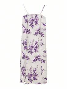 Irokai Floral Print Wrap Robe, Camisole Dress, Kimono - Purple - View 4