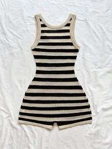 Soleia Going Out Outfit Boho Winter Clothes For Women  Dress Casual  Women's Casual Striped Knit Jumpsuit Ribbed Playsuit Striped Playsuit