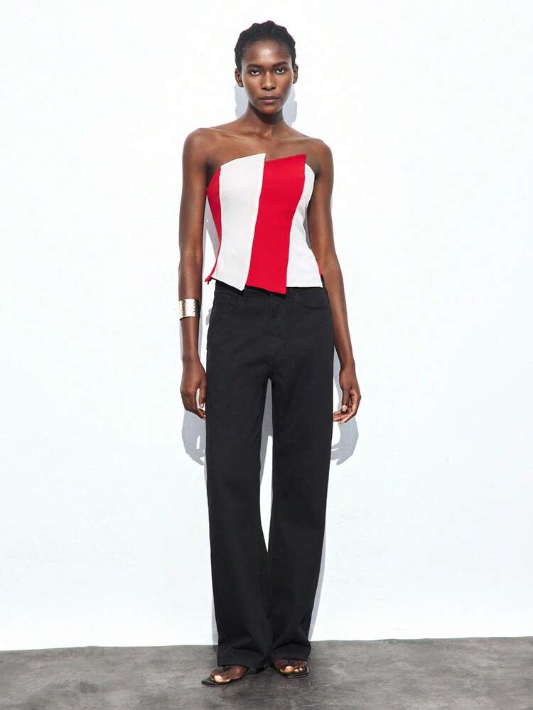 SHEIN Maija Women's Colorblock Asymmetrical Hem Camisole Top, Urban Commute Business Casual Wear, Office Attire, Autumn/Winter