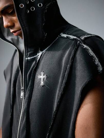 Goth Giacca di jeans con cappuccio alla moda da uomo