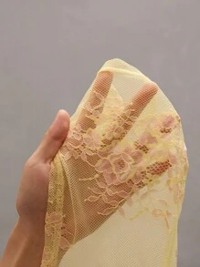 TRNVIE Áo hai dây hở lưng Y2K thêu ren mỏng gợi cảm cho nữ, mùa hè - Màu vàng - Xem 6