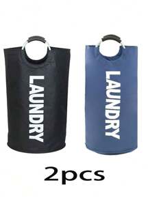 SHEIN سلة غسيل كبيرة قابلة للطي، قائمة بذاتها، من قماش أكسفورد، لتخزين الغسيل القذر، طوي، مقبض، مناسبة للسكن والمنزل والسفر (متعددة الألوان). - متعدد الألوان - مشاهدة 20